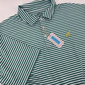 Proud Ninety Mens 3X Green White Striped‎ Golf Polo Shirt Short Sleeve NWT